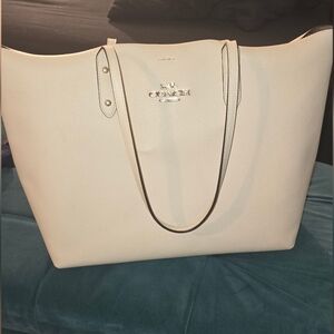 Large Coach City Leather Tote Bag -Chalk White
